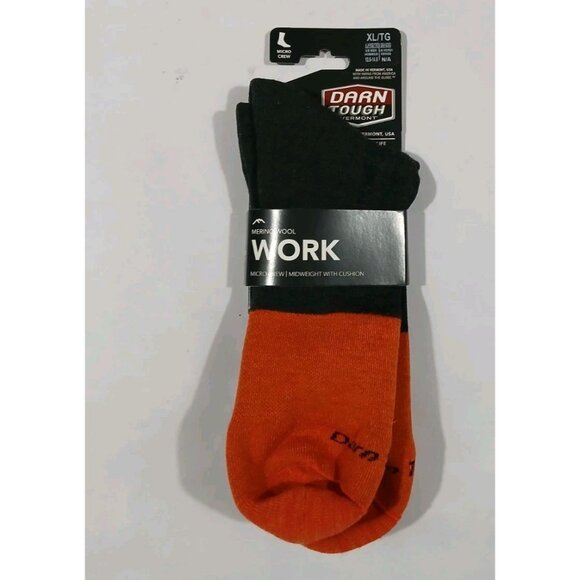 New Darn Tough Merino Wool Work Micro Crew Socks Size XL 12.5-14.5 Orange 2007 - Picture 1 of 5